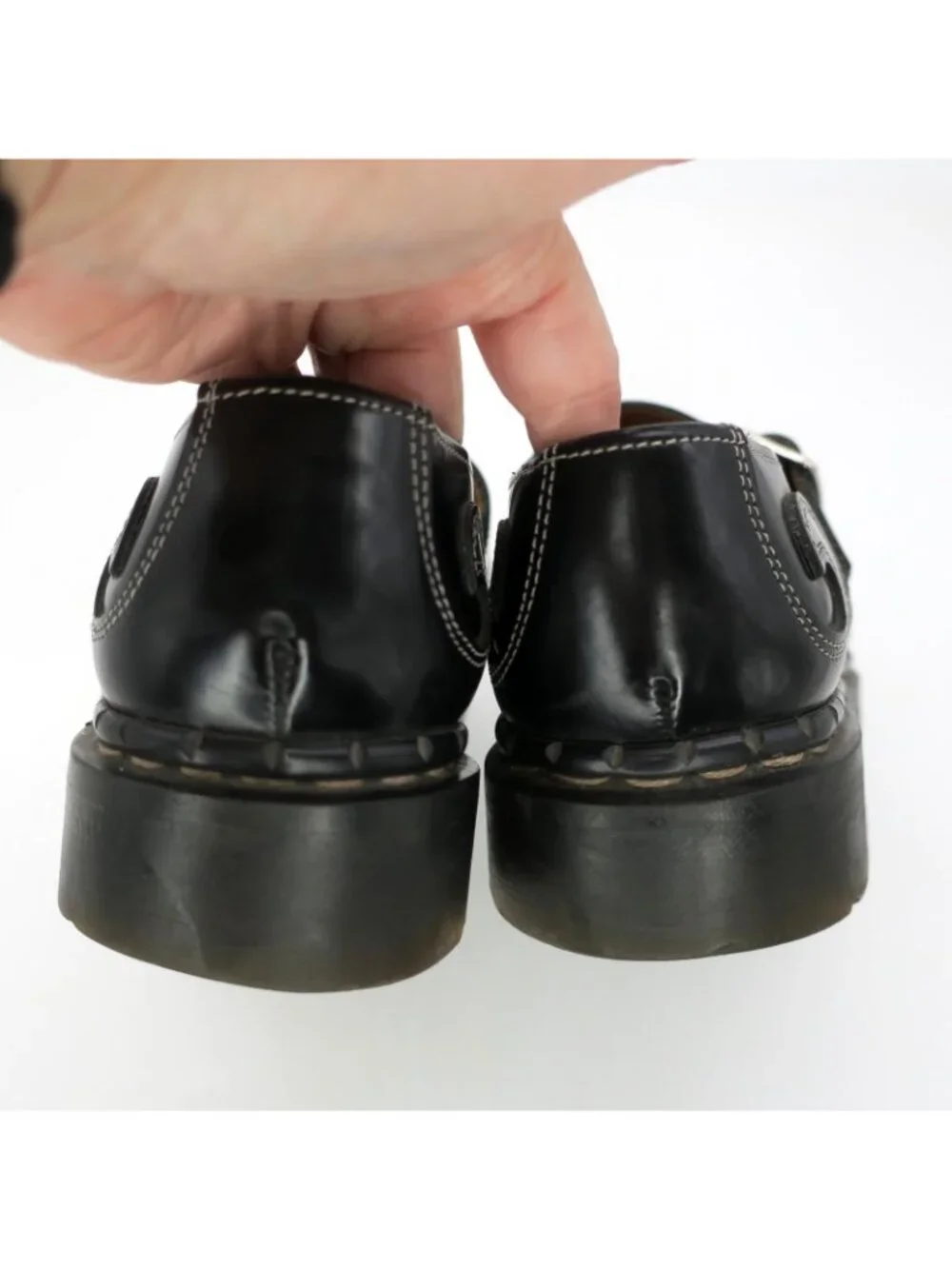 Vintage 90s TREDAIR Mary Jane Black Leather Shoes Grunge Punk England US 9.5